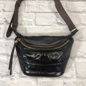 Hobo International Leather Jett Waist belt bag Dark Brown leather Floral lined